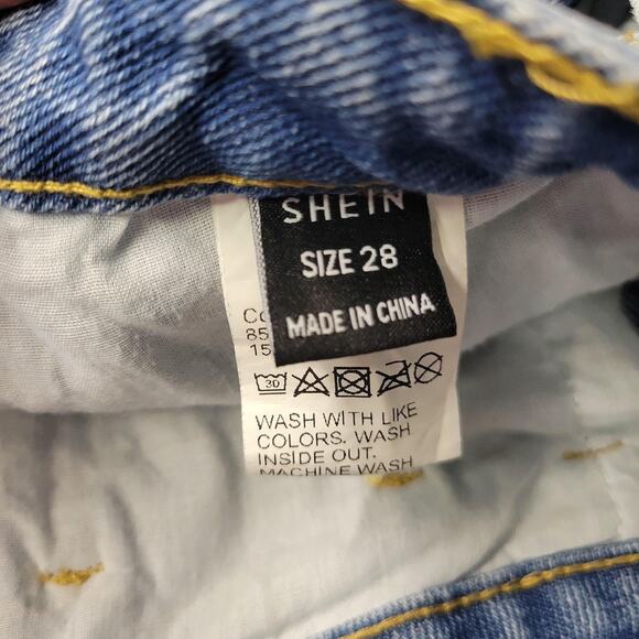 Shein Jeans Womens 28 High Rise Straight Leg Button Fly Distressed Hem Denim - Picture 6 of 15